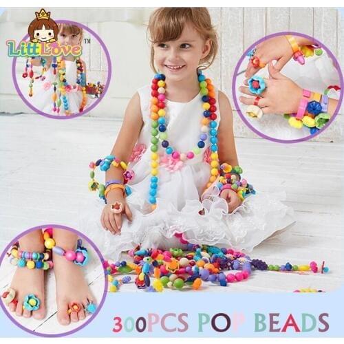 LittLove 200pcs DIY Pop Beads Jewelry Fashion Toy Children Early Learning Educational Blocks Creative Toys For Kids Great Gifts