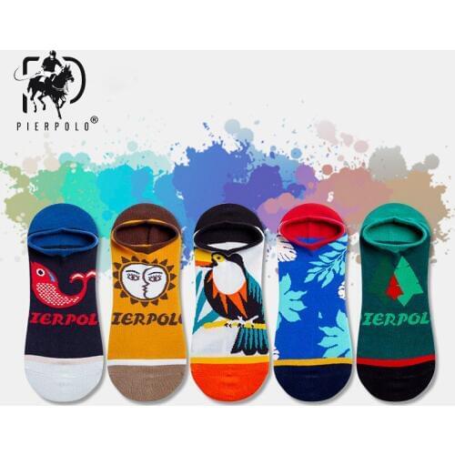 New Arrive 5 Pairs/lot Fashion PIER POLO Brand Men Socks Summer Casual Soft Short Cotton Socks Men Funny Ankle Socks Wholesale