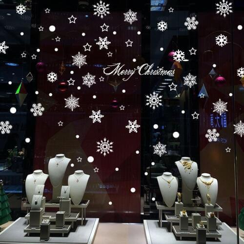 Snowflake Wall Decal Merry Christmas Snow Spots Wall Sticker 3D Poster DIY Christmas Tree Wall Decor Home Mall Window Decor M25