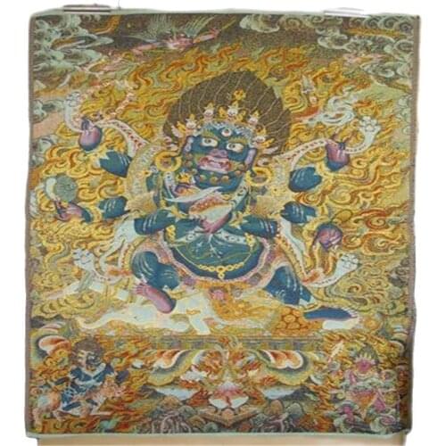Nepal Thangka Brocade Painting Gold silk woven Buddha statue