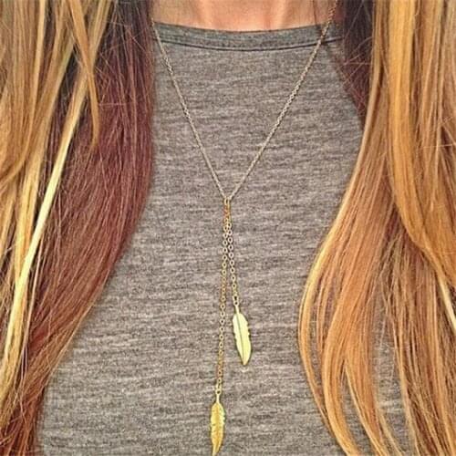 New hot gold leaf pendant concise cute max necklace colar