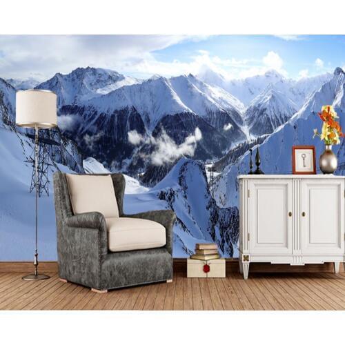 Papel de parede Switzerland Mountains Winter Alps Snow Nature 3d wallpaper living room TV wall bedroom wall papers home decor