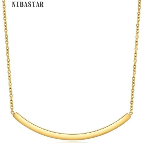 Cute Stainless steel Choker Necklaces For Women Gold Color Curved Simple Pendant Necklace Fashion Jewelry Collares