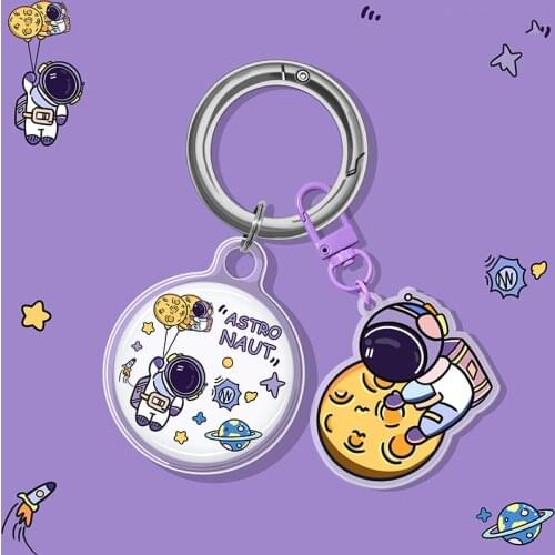 Astronaut Clear Silicone Case For Airtag Keychain Cartoon Protective Sleeve For Apple Locator Tracker Accessories Holder Keyring