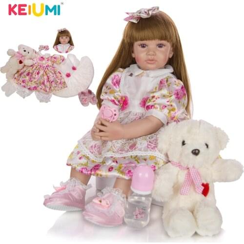 KEIUMI 60 cm lovely Princess Realistic Reborn Baby Dolls Silicone Stuffed Dolls Boneca Reborn For kids playmates Brithday Gifts