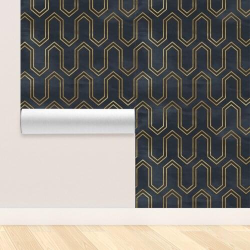 DIY Retro Gold Lines Self-adhesive Home Decor Wall Stickers For Bathroom Kitchen Bedroom Living Room