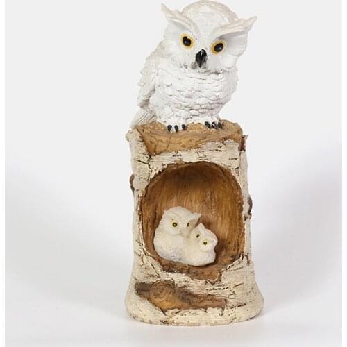 Solar Owl Statue Sculpture Outdoor Garden Decor LED Lights Animal Figurine