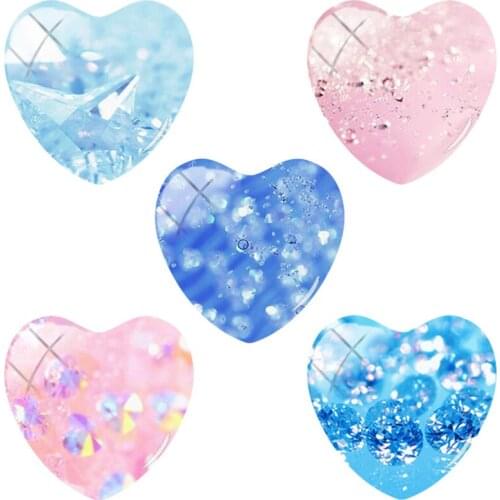 TAFREE popular crystal texture Pattern 25MM Heart Glass Cabochon Cameo Transparent Flat Back Glass For KeyChain Jewelry TX427