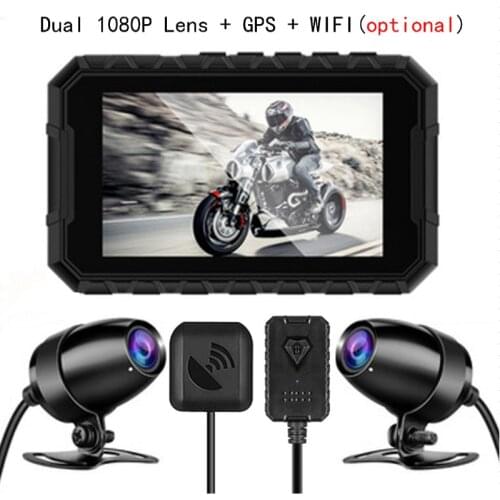 Motorcycle Camera Dual Lens HD 1080P Motorbike Video Recorder Waterproof Night Vision GPS Wifi Moto Bike Dash Cam