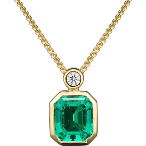 Luxury 100% 925 Sterling Silver Asscher Cut 1.3 CT Emerald Gemstone Wedding Party Vintage Women Pendant Necklace Fine Jewelry