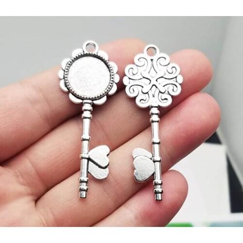 12pcs/lot 14mm Inner Size Antique Silver plated Fashion Style Cabochon Base Cameo Setting Charms Pendant,DIY supplies