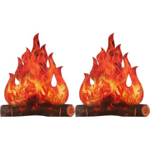 2Pcs Decorative 3D Fake Flame Artificial Flame Paper Outdoor Camping Ornament