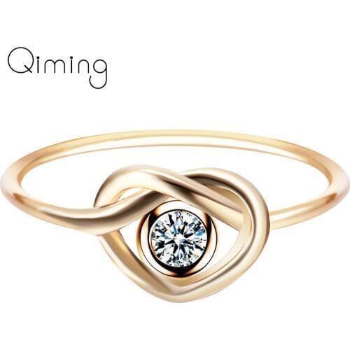 2020 Love Knot Crystal Rings Fashion Jewelry Knuckle Finger Rings Dainty Love Heart Knot Midi Ring for Women Wedding Jewelry