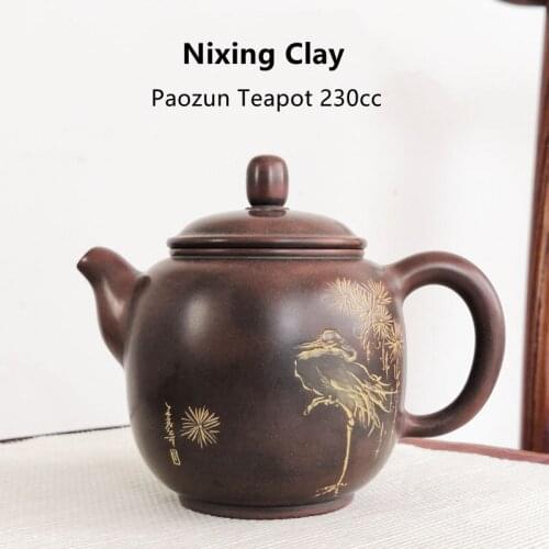 230ml Qinzhou Nixing Kettle(not Yixing) nixing Tao Pure Handmade Pao Zun Teapot for Dalongpao Gift Box Package Kung Fu Tea
