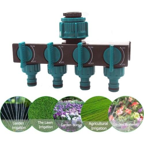 Garden Irrigation 4-way Tap Hose Splitters Irrigation Adapter Water Hose Connectors 1/2"-3/4"-1" Female Thread Tap Connectors