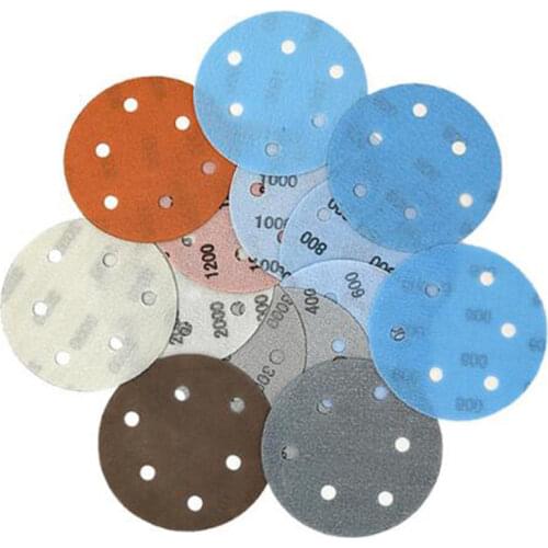 5PCS 5 Inch Hook Loop Round Sandpaper Sanding Disc 600-4000 Grit with 6 Holes for Waterproof Wet or Dry Disk Sand Sheet