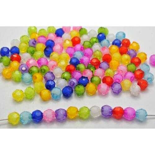 500 Mixed Color Acrylic Faceted Round Beads 6mm "Bead in Bead"