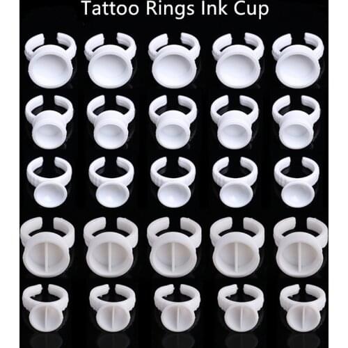 500pcs Tattoo Ink Holder Disposable Finger Permanent Makeup Microblding Pigment Ring Cup Divider S/M/L