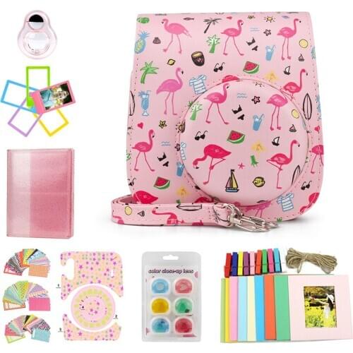 CAIUL Accessorie for Fujifilm Instax Mini 11 Instant Film Camera bundle Included mini camera case and more-Watermelon flamingo