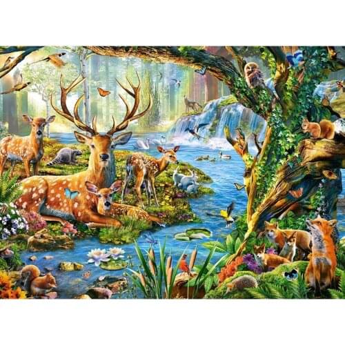 5D DIY Diamond Painting Sika Deer Forest animals Cross Stitch Full Square/Round Diamond Embroidery Mosaic Picture of Rhinestones
