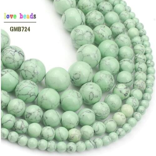 4/6/8/10/12mm Second Generation Light Green Howlite Beads for Jewelry Bracelet Making Round Loose Beads Strand 15
