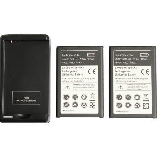 Ciszean 2x 3500mAh B800BC/BE/BU/BZ Replacement Battery + Charger For Samsung Galaxy Note III 3 N9000 N900/A N9002 N9005 N9008