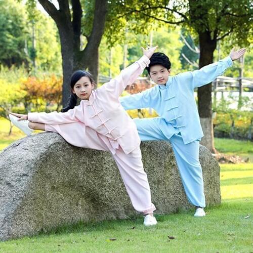 Children wear long sleeved clothes martial arts child Mianma Wushu Taiji clothing autumn wind A martial art Kungfu clothes