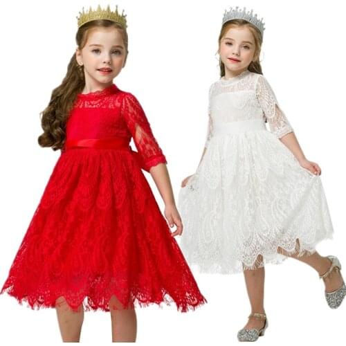 Kids Dresses for Girls Lace Princess Party Dress Children Elegant Clothing Birthday Dresses for 3 4 5 6 7 8 Yrs Wedding Vestidos
