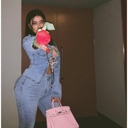 Lace-Up Y2k Retro Heavy Washed Waist Pullover Denim Jacket