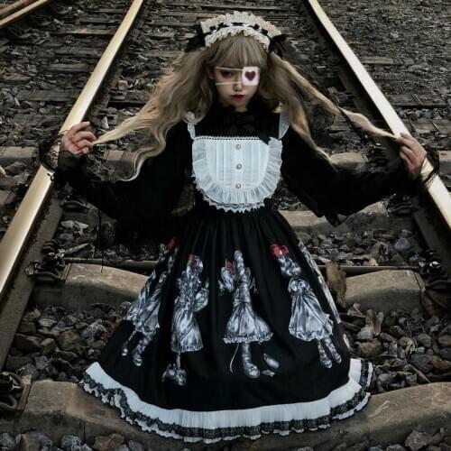 Gothic Lolita Dress Dark Angel Series High Low Lolita JSK Dress by Soufflesong Kawaii Retro Dark Japanese