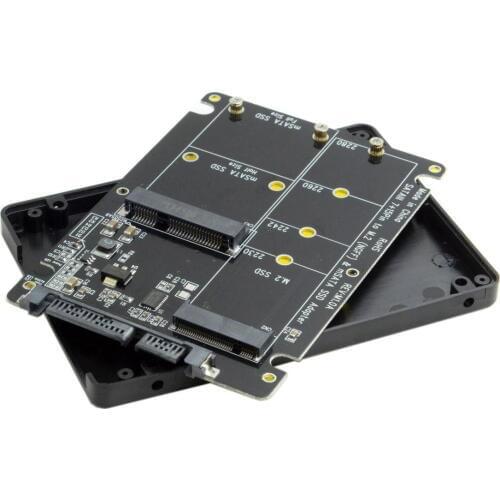 SATA 3.0 to2 in 1 Combo M.2 NGFF B-key & mSATA SSD Adapter Converter Case Enclosure