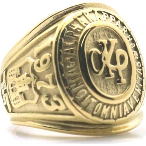 316L Stainless Steel ALPHA KAPPA RHO VINCIT OMNIA VERITAS AKP Ring