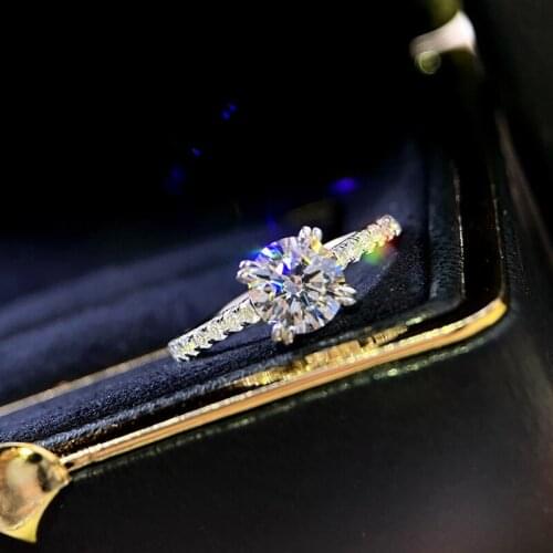 Solitaire 0.5ct Moissanite Promise ring 925 Sterling silver Promise Engagement Wedding Band Rings for women Bridal Jewelry Gift