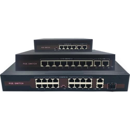 48V Ethernet POE switch with 5/8/16 10/100Mbps Port IEEE 802.3 af/at Suitable for IP camera/Wireless AP/CCTV camera system