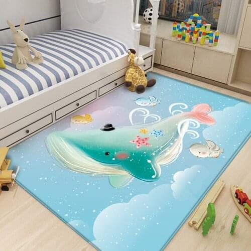 Top Brand Blue Dolphin Pattern Kid play carpet children Rug baby nursery crawling flannel Children durable non-slip floor carpet