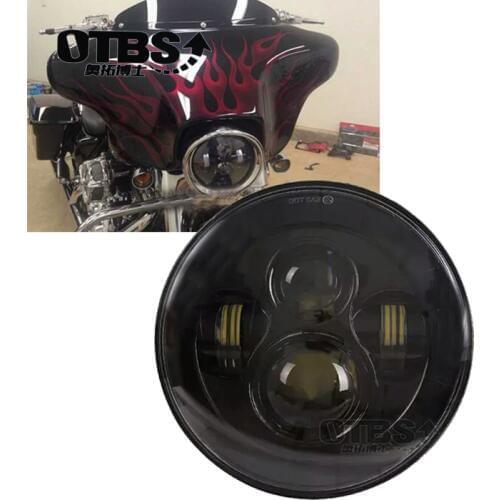 Round 7" Motorcycle Black Projector Motor HID LED Light Bulb Headlight For Harley Street Glide Softail FLHX F Touring Trike