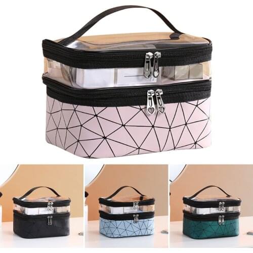 Double Layer Cosmetic Bag Square Organizer Large Toiletries Makeup Kit Pouch Travel Makeup Bag Storage Makeup Bag Organizer
