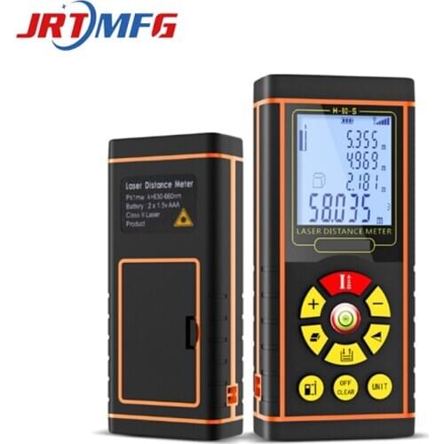 JRTMFG Laser Distance Meter Digital Measuring Instrument Electronic Laser Ruler Battery Powered Level Bubble Laser Rangefinder