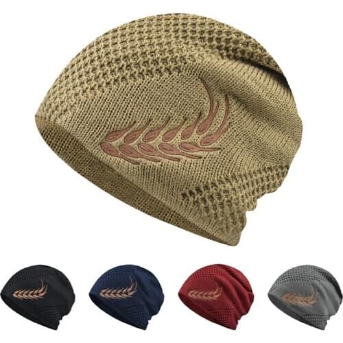 Fashion Men Women Winter Beanies Hat Wheat Embroidery Velvet Inside Warm Knitted Cap Skullies Beanies Solid Knit Hats Gorras