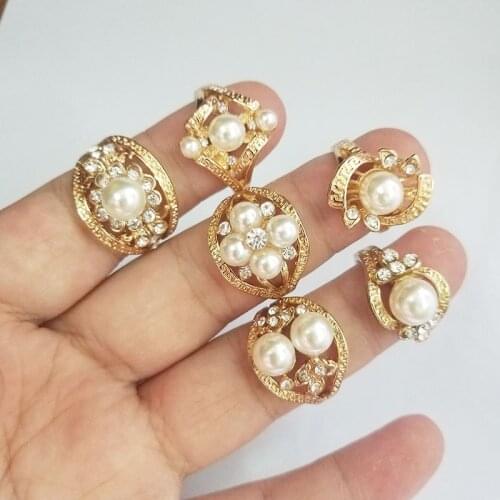 Trendy Womens Rings Mixed Styles Pearl Gold Zircon Wholesale Rings Lots Female Jewelry Style Random Delivery