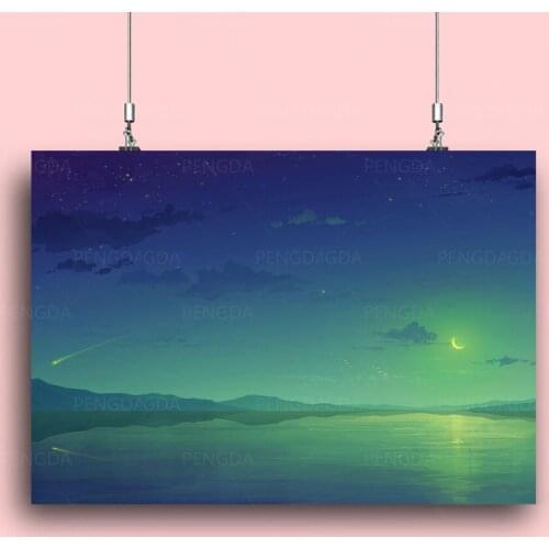 Modular Pictures Meniscus Canvas Painting Wall Art Moonlight Posters Print Modern Shooting Star Home Decor Scereny For Bedroom