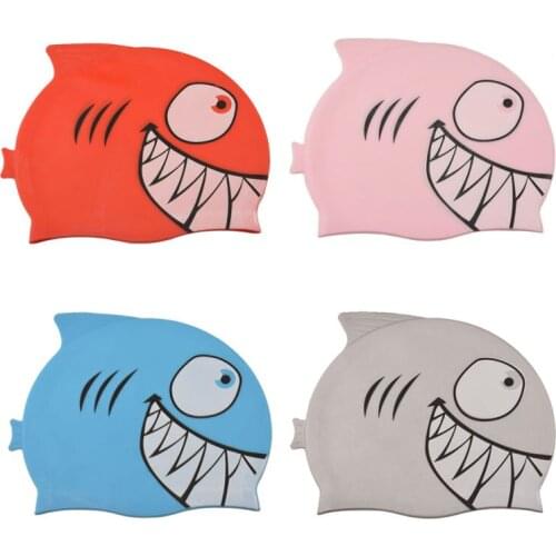 Cartoon Swimming Cap sharx Children silicone Kids Swimming Pool Hat Waterproof Protect Ears Boys and Girls Swim Equipment