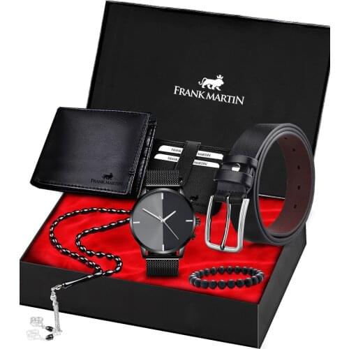 Mens Wrist watch Set Frnktn20257 1 Pcs Clock 1 Pcs Wallet 1 Pcs Badge Holder 1 Pcs Belt 1 Pcs Bracelet 1 pcs Rosary