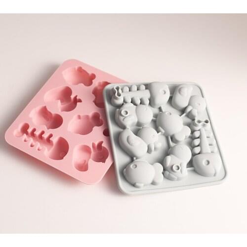 8-hole Soap Making Kit Cartoon Fish Bone Chicken Duck Ice Box Cheese Jelly Chocolate Silicone Mold Fondant Cake Mold