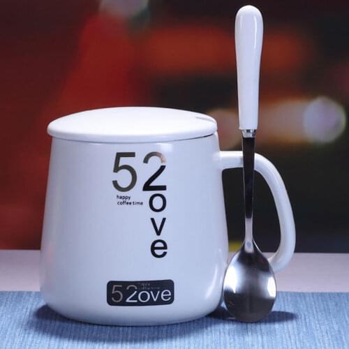 New Ceramics Mug 520 Coffee Niu Mug Classic Spoon Included Travel Coffee Mug Man Women Gifts
