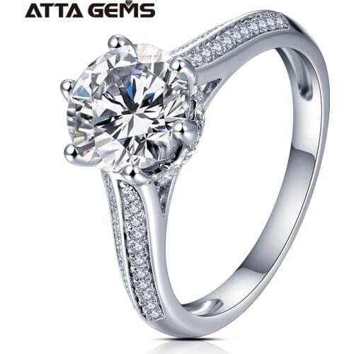 Moissanite 1.5 Carats D Color Diamond Wedding Rings For Women 100% 925 Sterling Silver Sparkling Party Fine Jewelry Wholesale