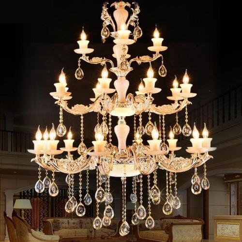Suspension star hotel lighting chandelier crystal chandeliers modern big Jade lamps lustres living room luxury led luminaria