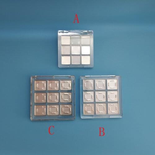Empty Square small big transparent 9 colors grid eye shadow case clear blush box 30pcs