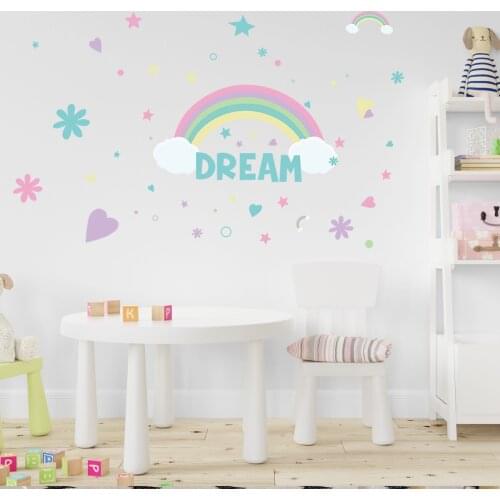 Rainbow Star Love Self Adhesive Childrens Living Room Bedroom Creative Wall Sticker PVC