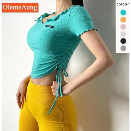 Short Sleeve Yoga Shirts Sport Top Breathable Fitness Yoga Top Fashion Gym Top SportsWear For Women Slim Running Fitness Clothes